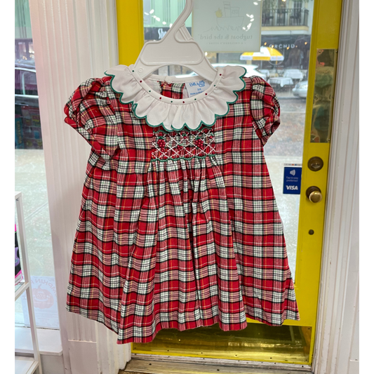 Scottish check dress - red