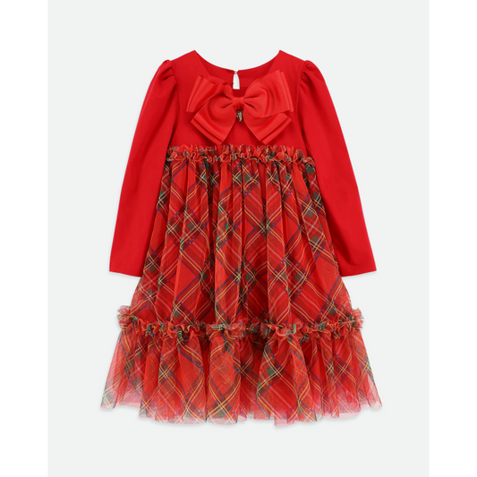 Tavia tartan l/s dress - red