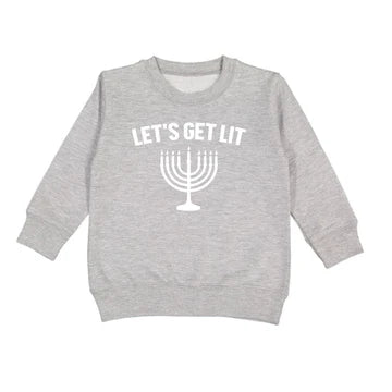 Let's get it lit Hanukkah sweatshirt - gray