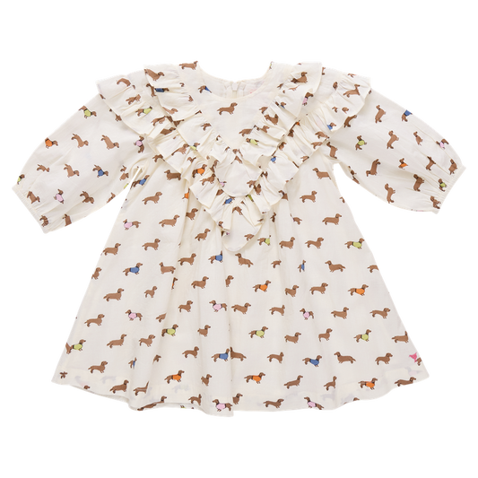 Everly dress - dachshunds in sweaters