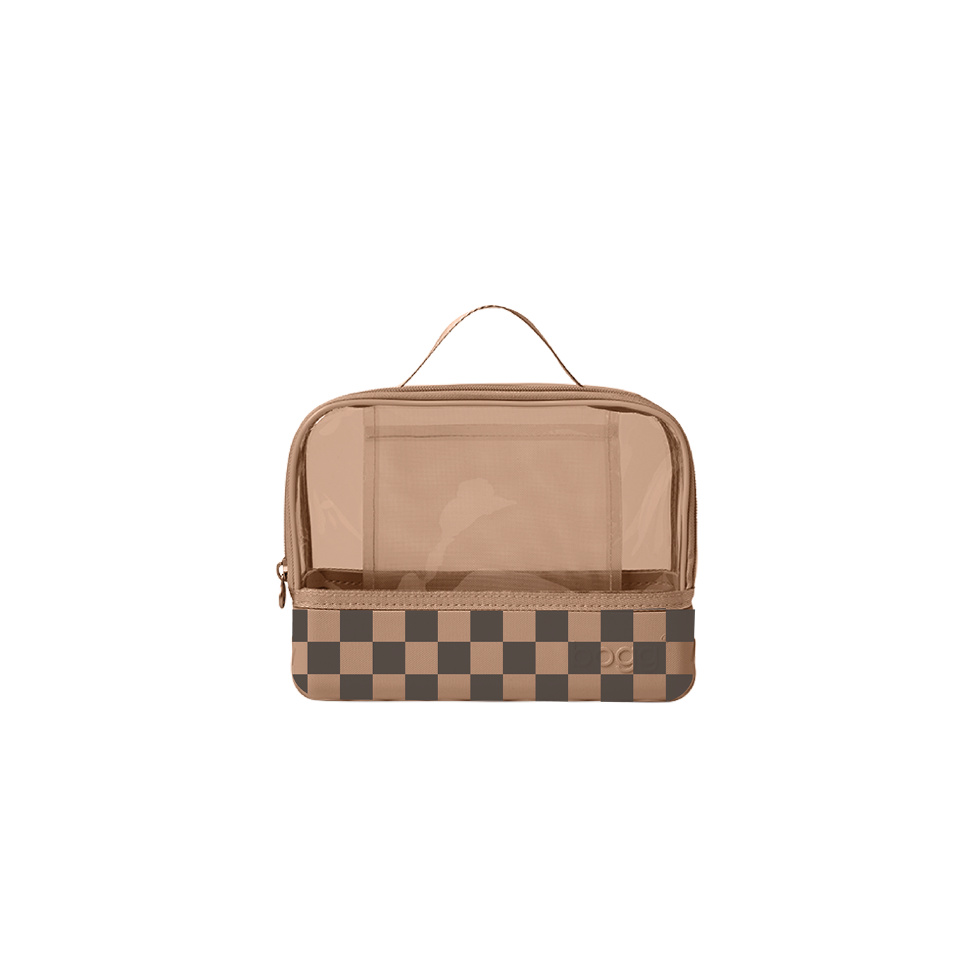 Bitty checkered boggs n ends - camel/hot cocoa