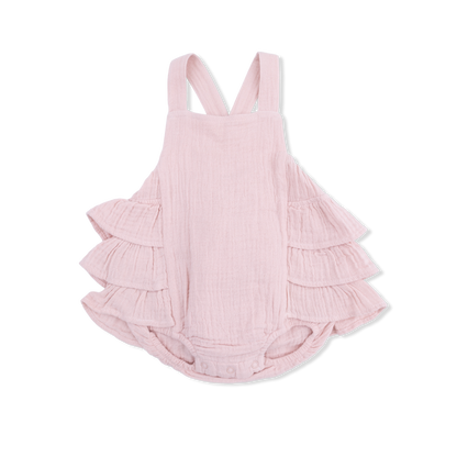Solid muslin lotus ruffle sunsuit