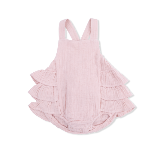 Solid muslin lotus ruffle sunsuit