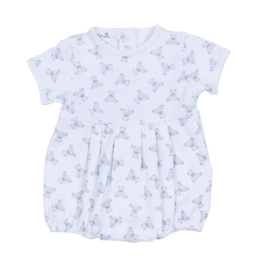 Baby's teddy s/s bubble - light blue