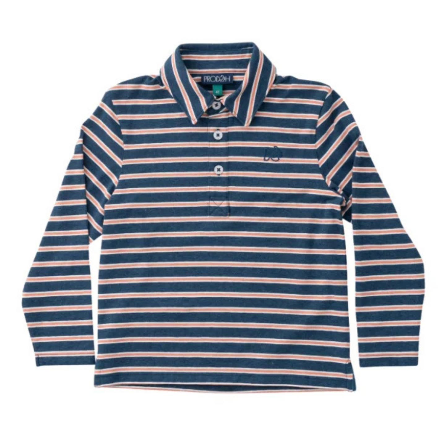 Too cool for school l/s polo - dark denim crabapple stripe