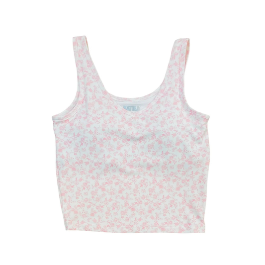Kelsey tank - pink mini toile