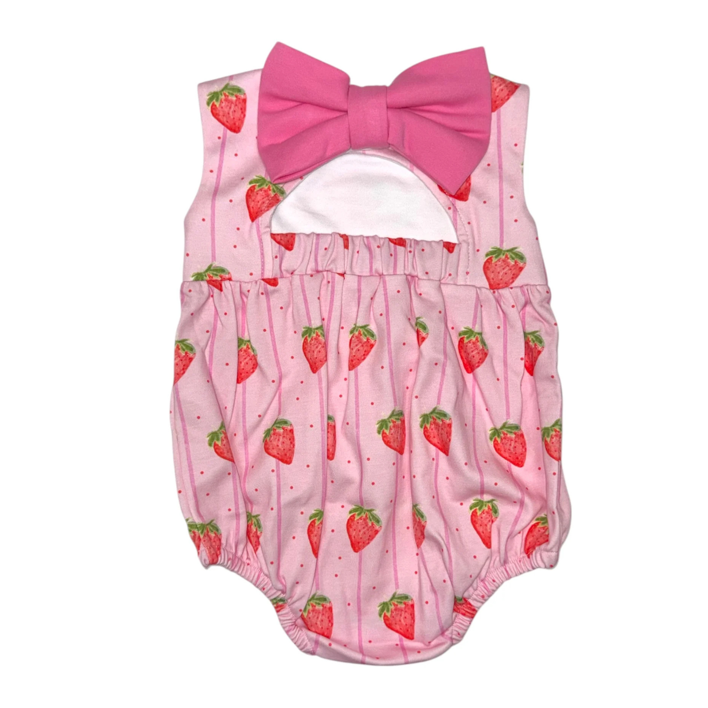 Strawberry stripe tie back bubble