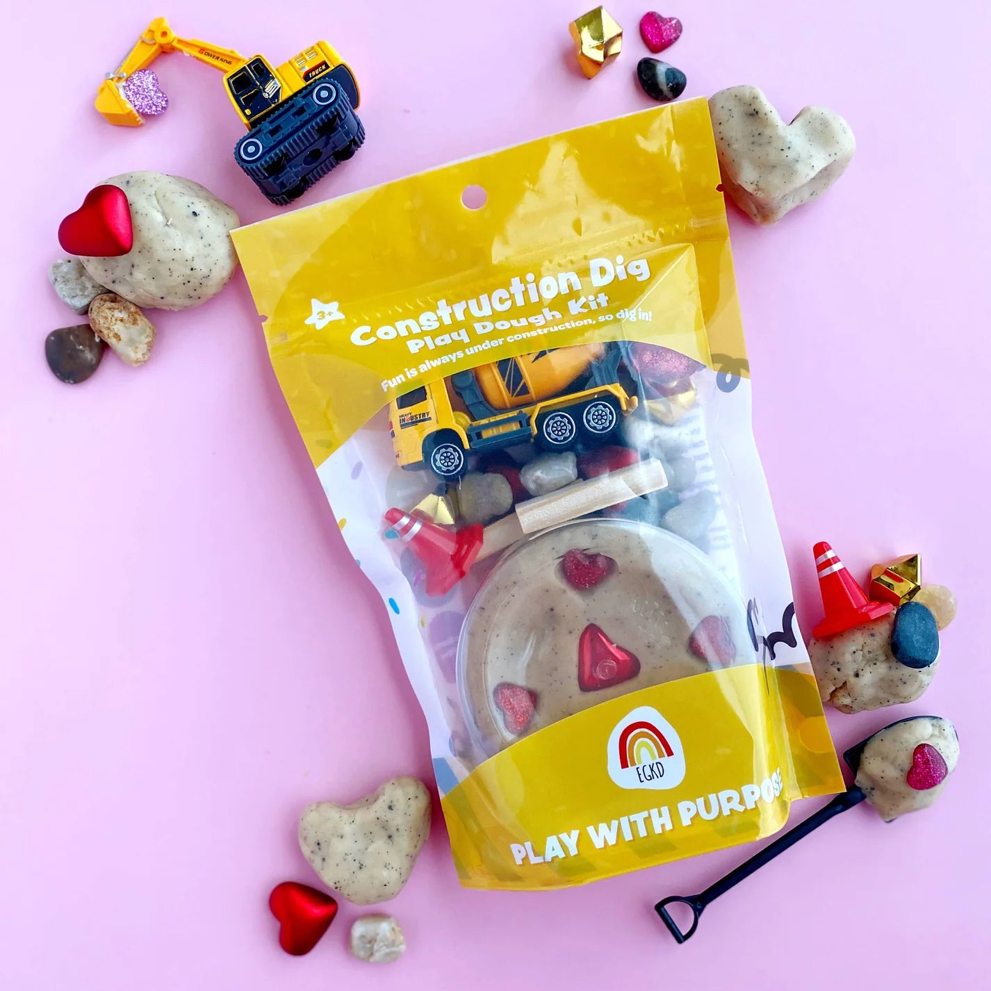 Valentine's I dig you construction kiddough play kit
