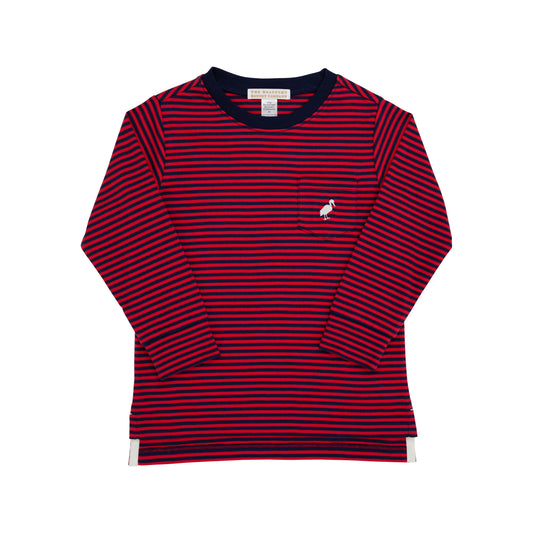 Carter l/s crewneck - richmond red & navy stripe