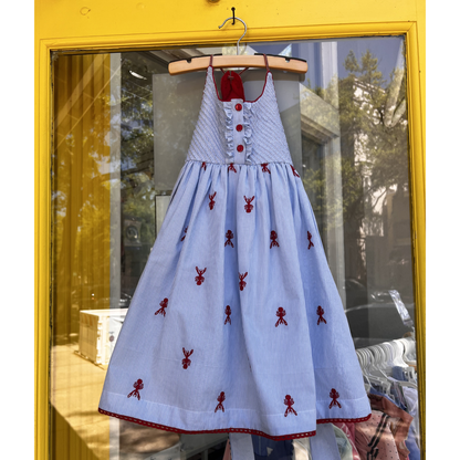 Lobster back all over emb dress