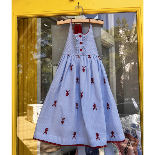 Lobster back all over emb dress