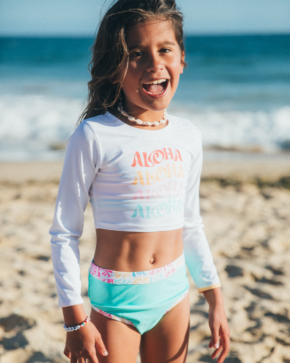 Aloha crop rashguard - white