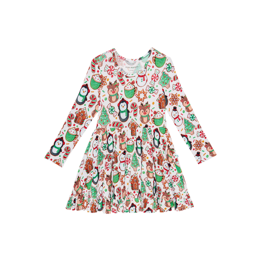 Cookie medley l/s ruffled twirl dress