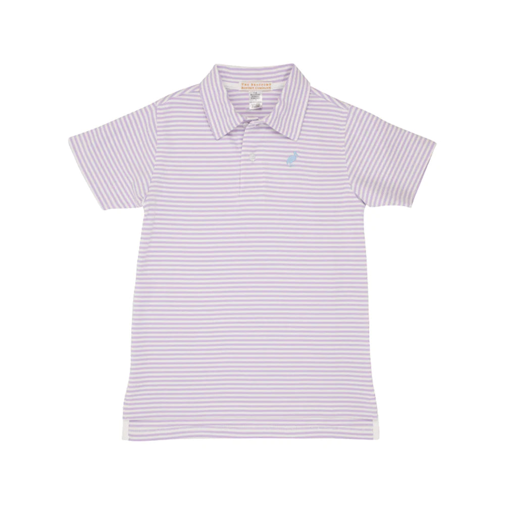 Prim & proper s/s polo - lauderdale lavender stripe