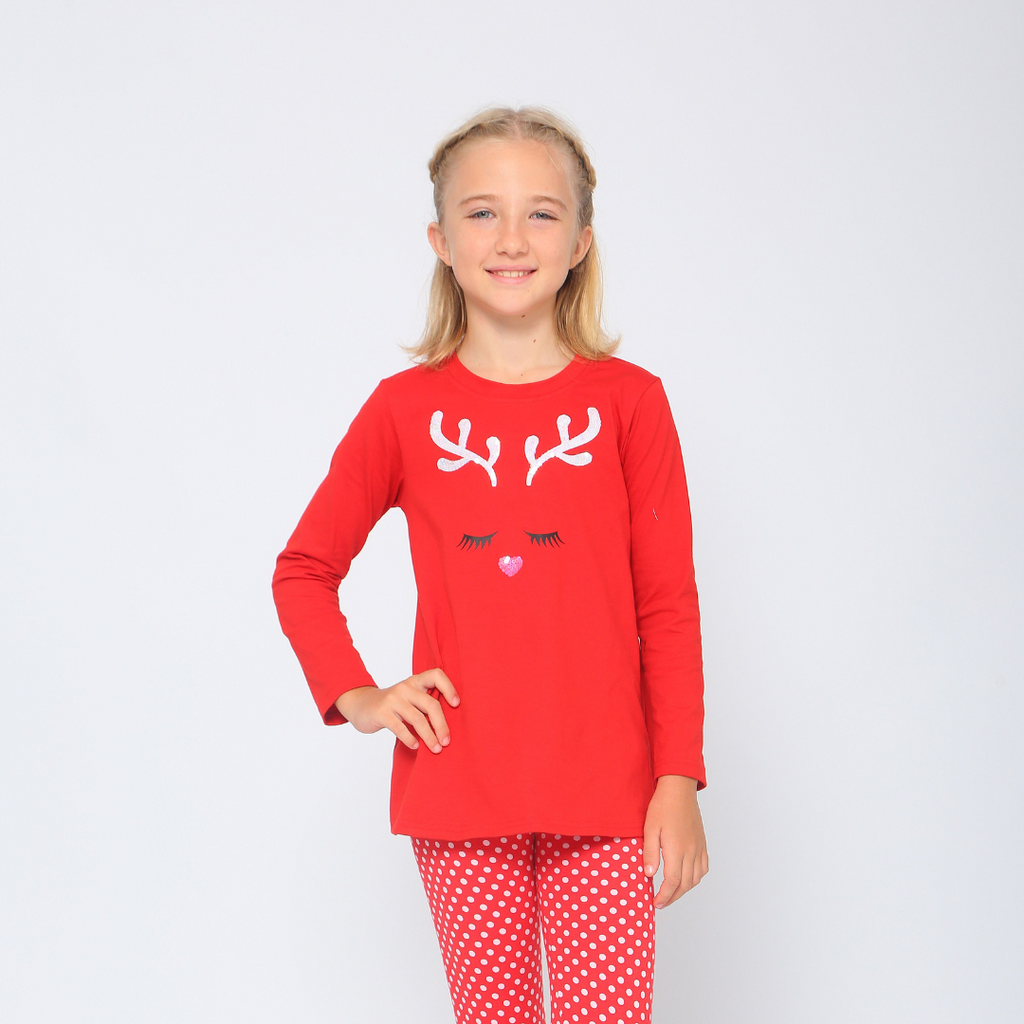Reindeer l/s tunic - red