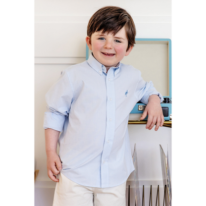 Dean's list dress shirt - barrington blue mini windowpane