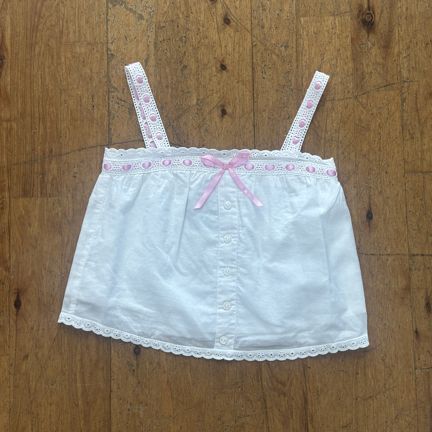 Zuri top- white/pink