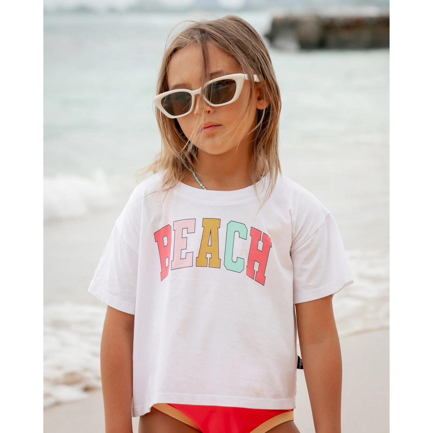 Beach crop tee - white