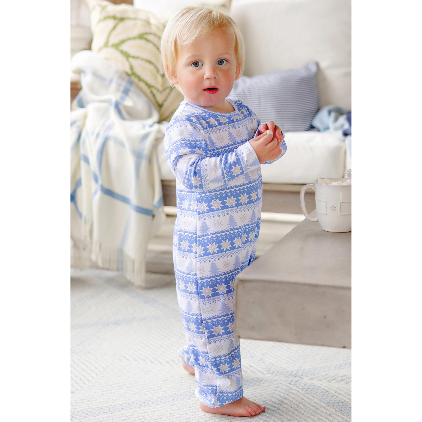 Patton play l/s romper - fairisle flurries/blue