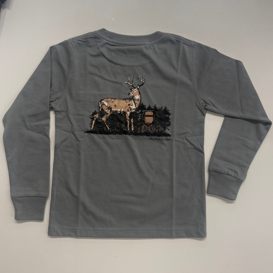 Deer season l/s tee - battleship grey