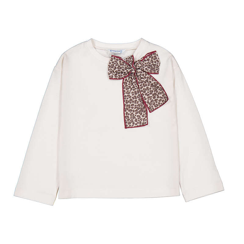 Cheetah bow l/s shirt - cream