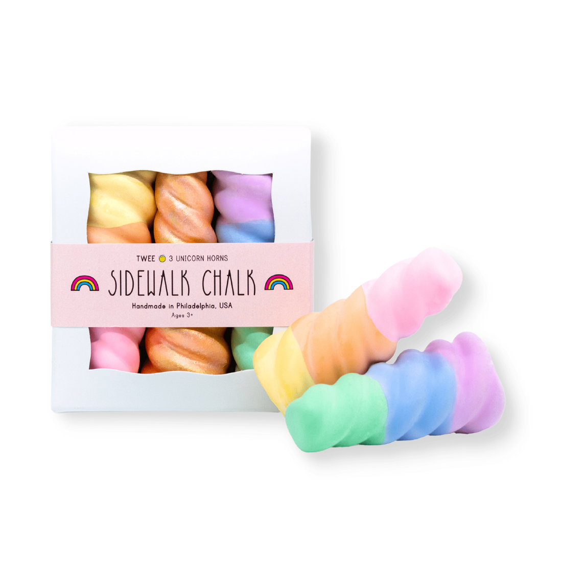 Rainbow unicorn horn sidewalk chalk