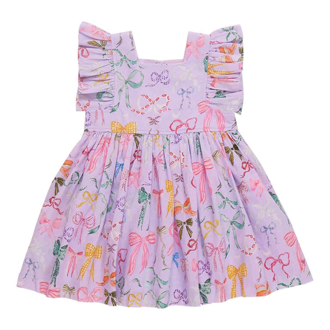 Elsie dress - lavender watercolor bows