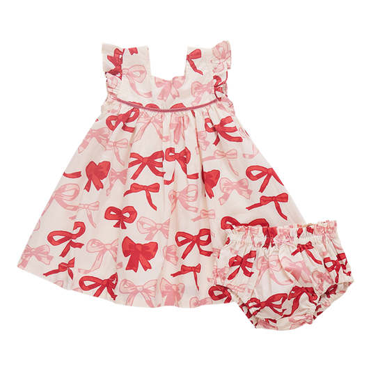 Camelia dress set - valentines bows