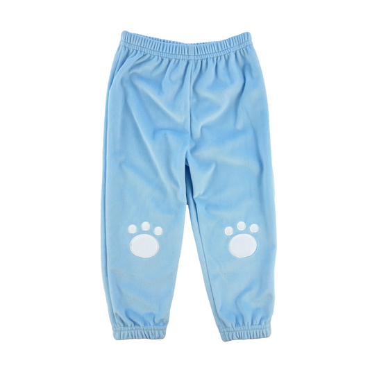 Blue velour joggers w. pawprints