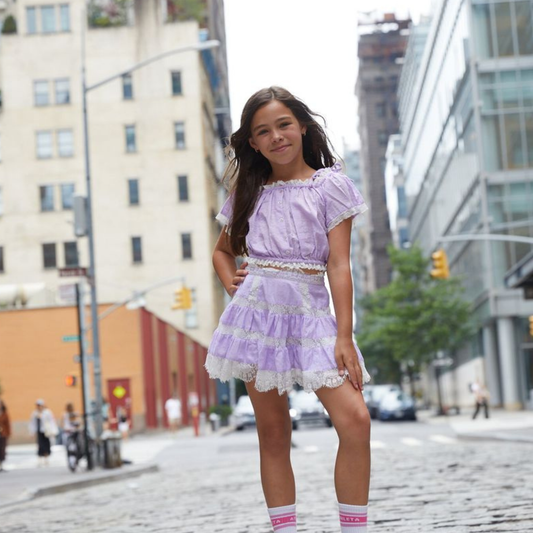 Luna pastel lavender heart mini skirt