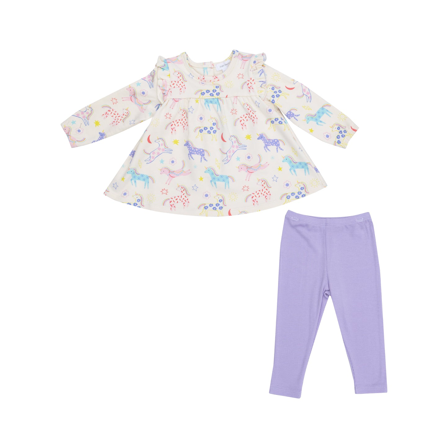 French terry fun unicorns ruffle tunic & leggings