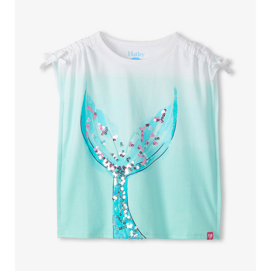 Mermaid tail cinched shoulder top