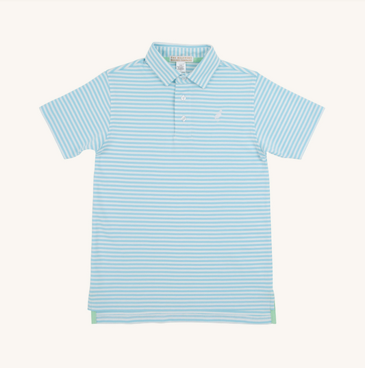 Prim and proper s/s polo - brookline blue stripe