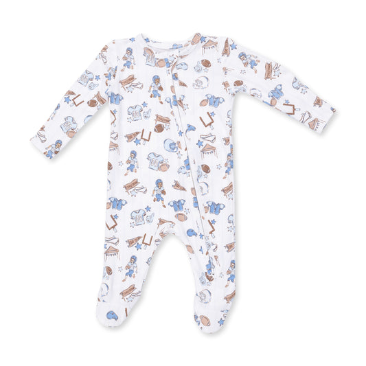 Football nursery 2way zipper footie