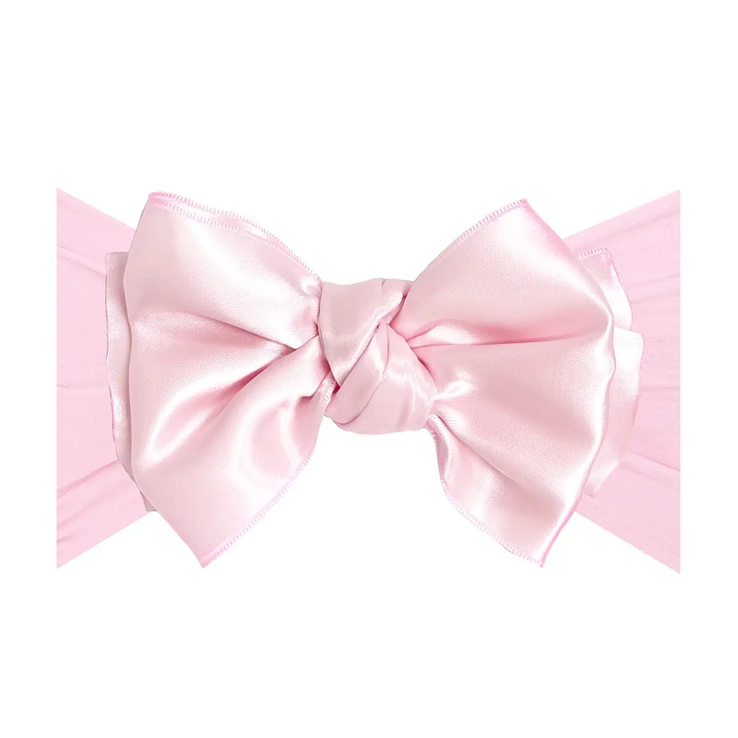Satin nylon bow headband - pink