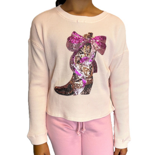 Western boot sequin sweatshirt