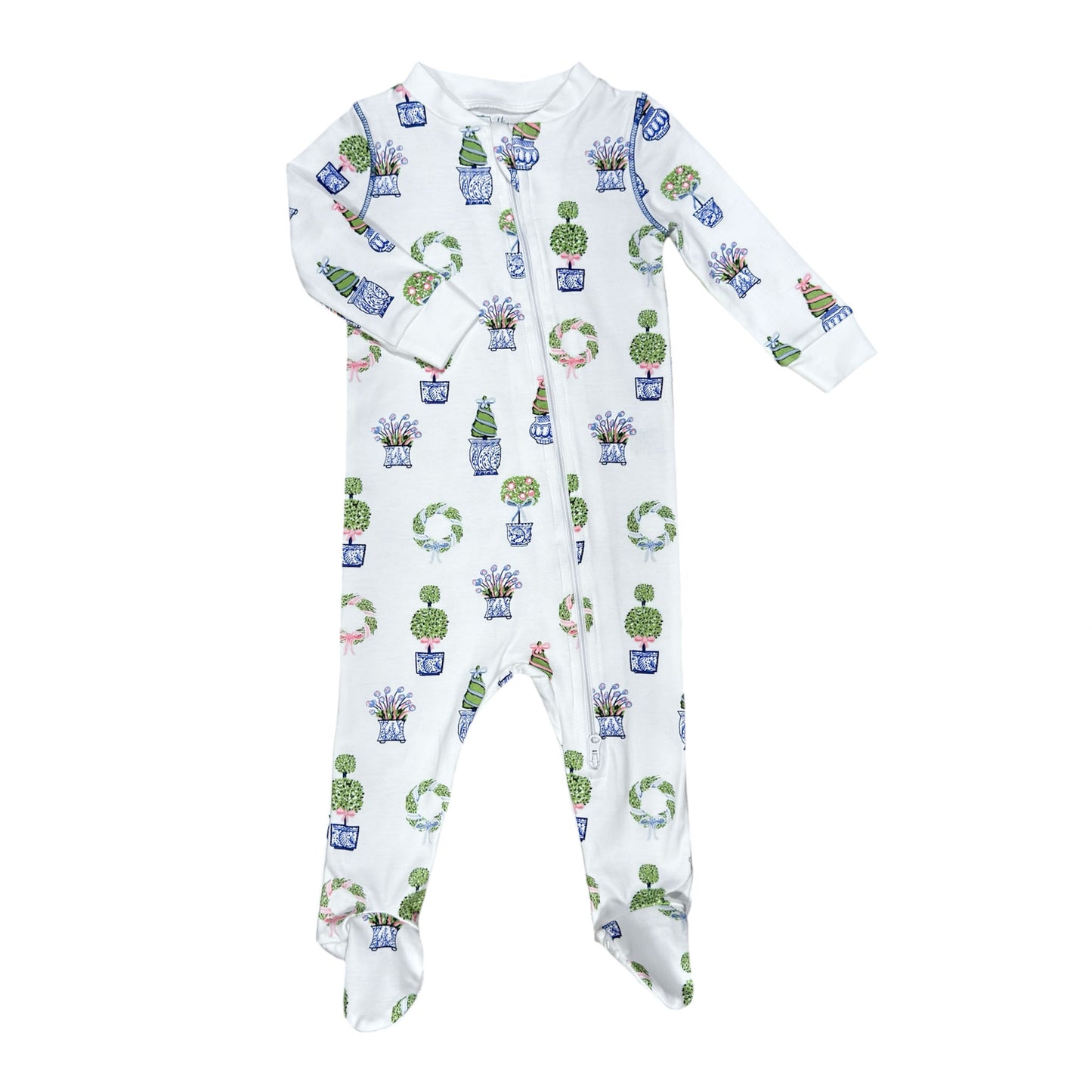 Spring topiaries zipper footie