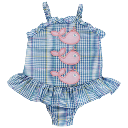 Whale wishes one piece suit w. ruffles