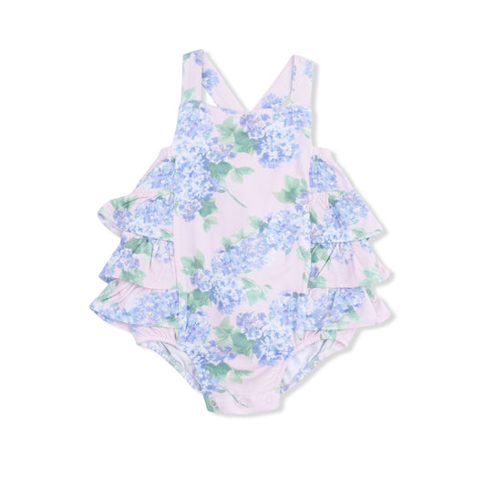 Hydrangeas ruffle sunsuit