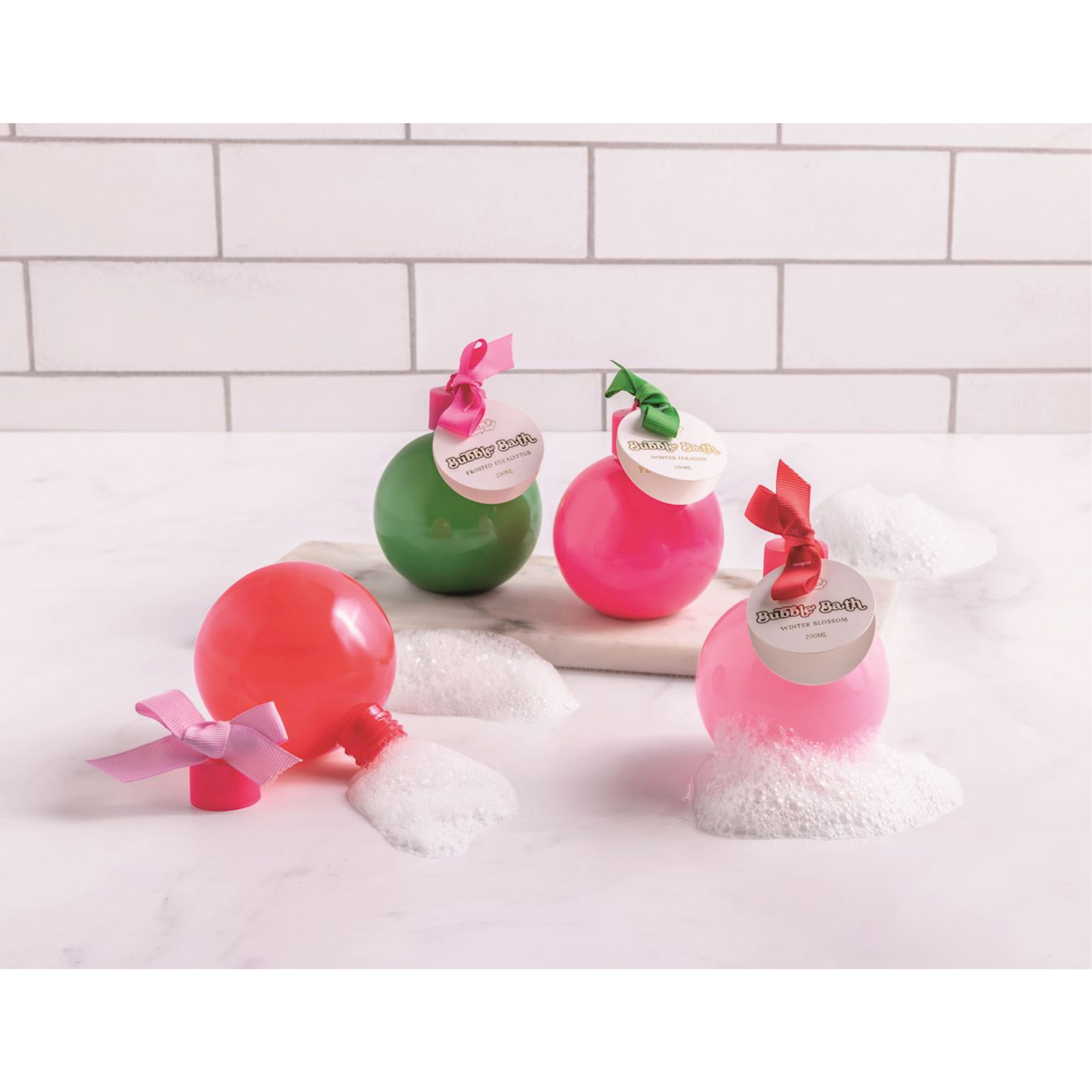 Holiday bubble bath ornaments