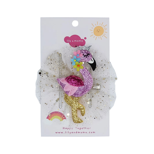 Tulle flamingo hair clip - pink