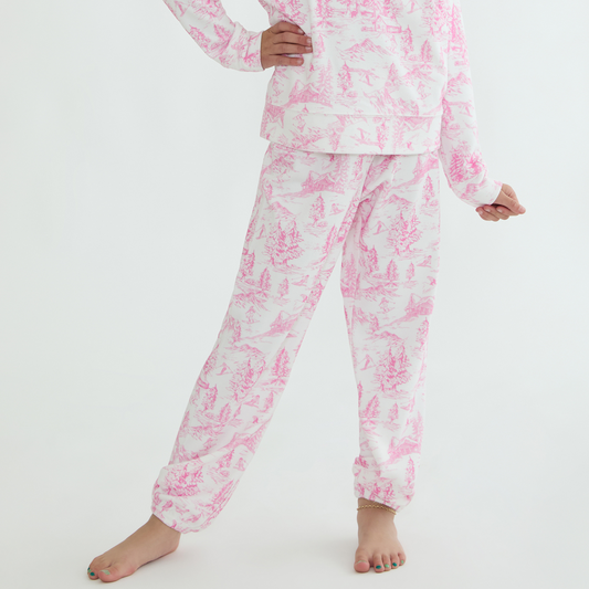 Little georgie pants - powder pink toile