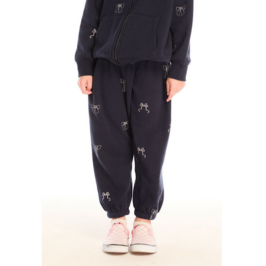 Tossed glitter bows sweatpants