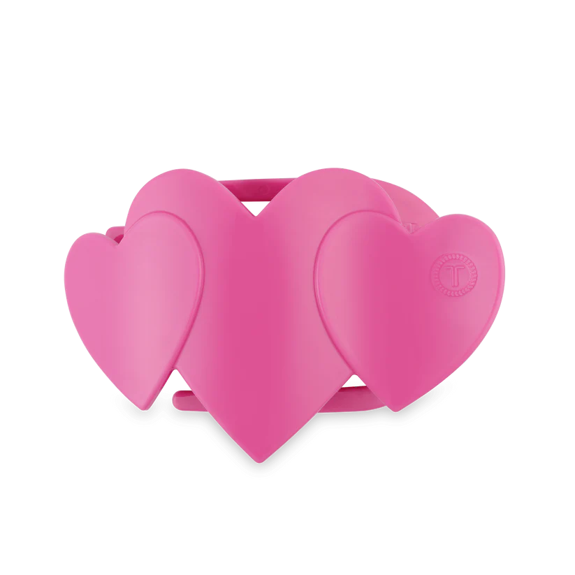 Pink heart to heart medium flat hair clip