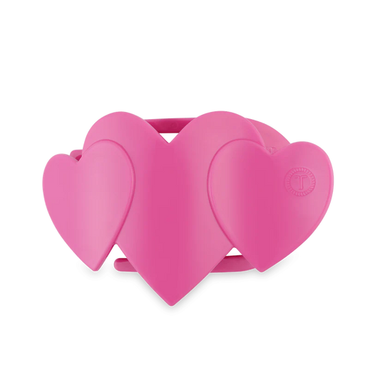 Pink heart to heart medium flat hair clip