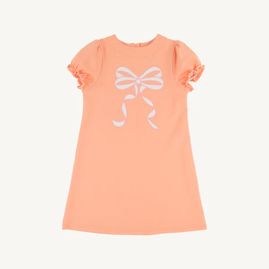 Eliza's applique dress - bow/seashore sherbet