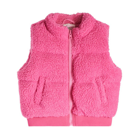 Furry puffer vest - hot pink