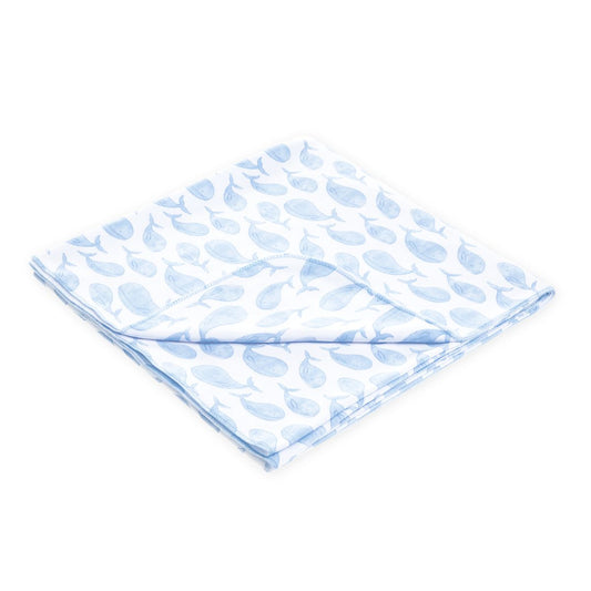 Azure whales swaddle - light blue