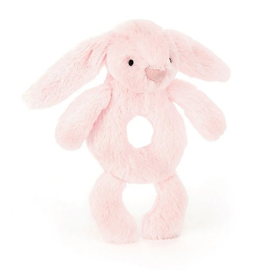 Bashful pink bunny ring rattle