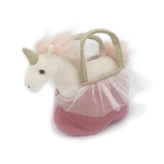 Pretty unicorn plush toy in ophelia purse